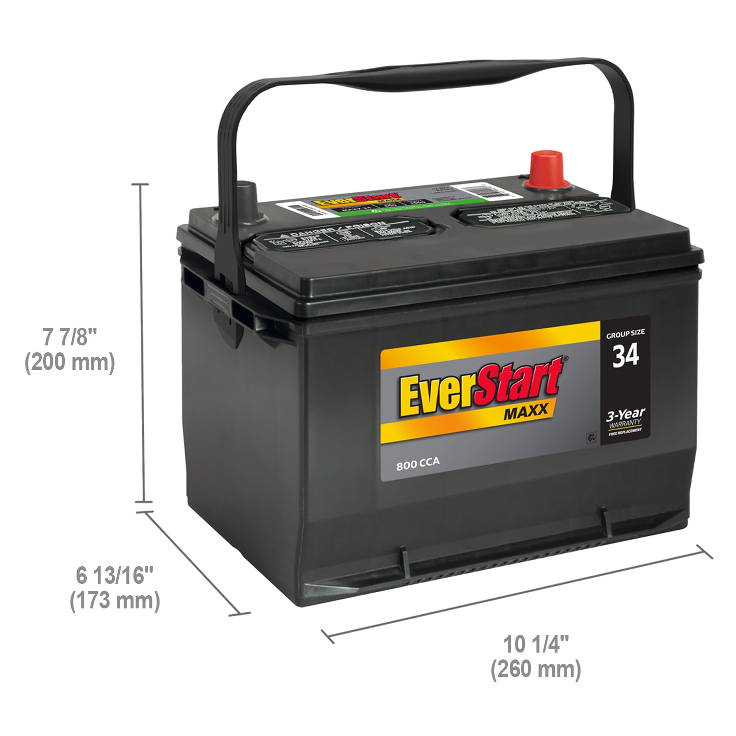 EverStart Maxx Lead Acid Automotive Battery, Group Size 34N (12 Volt/800  CCA) 