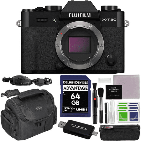 Fujifilm X-T30 II Mirrorless Digital Camera Bundle with 64GB Memory Card, Waterproof Gadget Bag, Hand/Wrist Strap, Pixel Cleaning kit + More | USA Authorized with Fujifilm Warranty