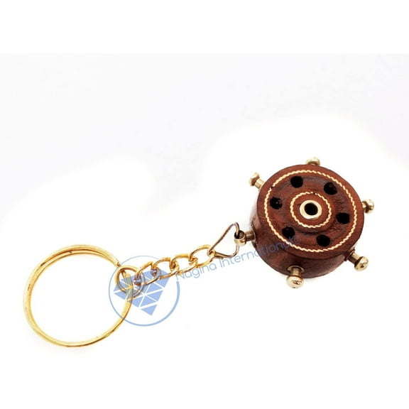 Miniature Brass Key Chains - (Ship's Wheel)