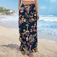 thumbnail image 6 of Roncen Women's Printed Wide Leg Pants - Casual Elastic Waist with Drawstring, Side Slits & Pockets, 6 of 9