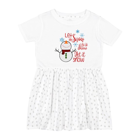 Inktastic Christmas Let It Snow Cute Snow Man with Snowflakes Girls Toddler Dress