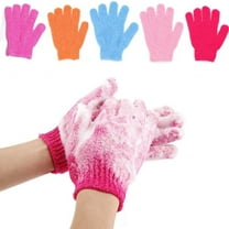 Exfoliating Shower Gloves 6 Pack | Nylon Bath Gloves for Body Scrub, Massage & Deep Cleansing | Stretch Fit, Multiple Colors, Durable, Foam Bath, Spa-Quality Wash Accessories