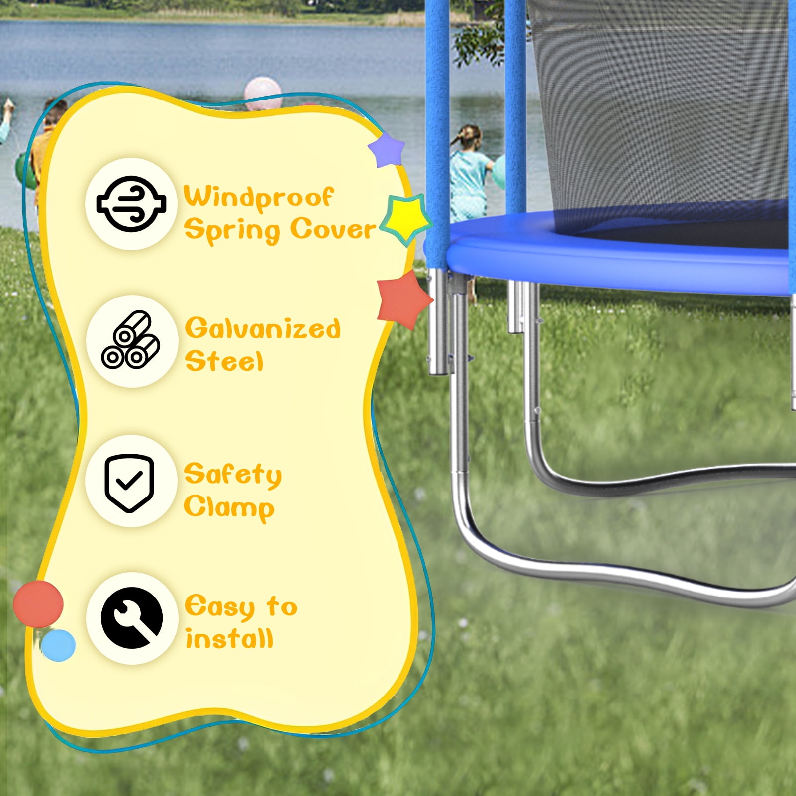 10FT Outdoor Trampoline with Basketball Hoop and Ladder for Kids and Adults，Heavy Duty Recreational Trampoline with Safety Enclosure,Anti-Rust Frame,Backyard Trampoline for Gift