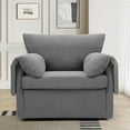 thumbnail image 3 of LUCKHAO  Oversized Swivel Accent Chair,40“ Teddy Fabric Upholstered Barrel Armchair with Metal Base,Comfy Extra Wide Seat Deep Seat Single Sofa Chair for Living Room, 3 of 12