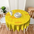 thumbnail image 3 of Brick Road Gold Yellow Waterproof Picnic Patio Party Round Table Cloth Cover Decorations Fabric 60 Inch Circular Tablecloth for 20-47 Inch Home Dining Room Kitchen Decor, 3 of 6