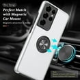 thumbnail image 4 of Case for Samsung Galaxy S21 Ultra 5G, [Built-in Camera Cover] Military Shockproof Phone Case Cover with Embedded Metal Ring Stand Kickstand [Support Magnetic Car Holder] for S21 Ultra, Silver, 4 of 13
