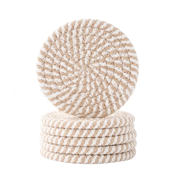Cterwk 6 Pcs Drink CoastersCotton Woven Coaster Set for Home Decor Tabletop Protection Suitable for Kinds of Cup4.3 inch
