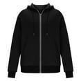 thumbnail image 4 of Mens Jackets Casual Lightweight New Mens Long Sleeve Full Zip Lightweight Coat Drawstring Hooded Sweatshirt Plus Size Jacket with Pockets Black XL, 4 of 7