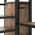 thumbnail image 3 of Queen Size Loft Bed Frame with Built-in Wardrobe, Heavy-Duty Metal Loft Bed with L-shaped Desk and USB, LED, High Loft Bed  for Adults, No Box Spring Needed, Wood, 3 of 7