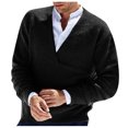 thumbnail image 3 of MIASHUI Men's Fall Winter Pullover V-Neck Solid Color Cardigan Knit Shirt Jacket Long Sleeve Comfort Black,M, 3 of 5