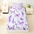 thumbnail image 3 of Erosebridal Rustic Plant Lavender Twin Sheet Sets,Wild Animal Butterfly Bedding For Men Women 3 Pieces, 3 of 6