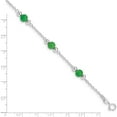 thumbnail image 3 of Sterling Silver Rhodium-Plated 9Inch Polished Green Jade Anklet Made In Thailand qg1231-9, 3 of 5