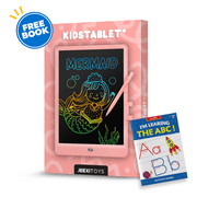 Jeexi LCD Writing Tablet Doodle Board - 10inch + Tracing Book, Colorful Drawing Pad, Electronic Toddler Drawing Tablet for Kids, Educational Toys Gift for 3 4 5 6 7 Years Old Girls Boys - (Pink)