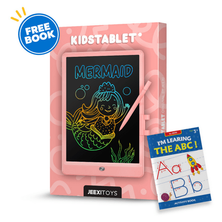 Jeexi LCD Writing Tablet Doodle Board - 10inch + Tracing Book, Colorful Drawing Pad, Electronic Toddler Drawing Tablet for Kids, Educational Toys Gift for 3 4 5 6 7 Years Old Girls Boys - (Pink)