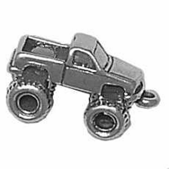 Sterling Silver 16" .8mm Box Chain 3D Monster Truck Pendant Necklace