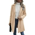 thumbnail image 5 of Hfyihgf Wool Trench Coats for Women Winter Fall Notch Collar Peacoats Button Down Long Jackets Casual Walker Outwear Beige M, 5 of 6