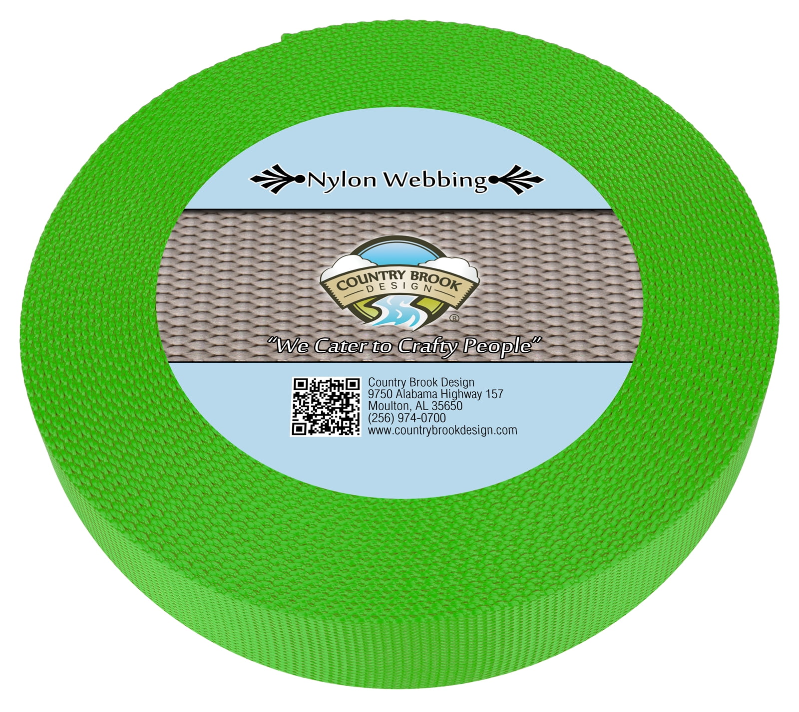50 Yards Country Brook Design® 1 Inch Olive Drab Green Tubular Nylon Webbing 