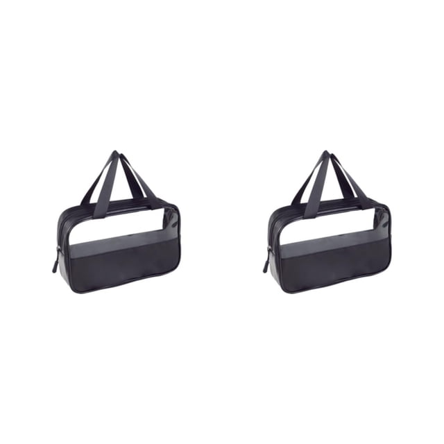 Vogacara PU impermeable y transparente organizador de artículos de tocador de viaje transparente y visible para fácil acceso bolsas de negro talla mediana 2Conjunto