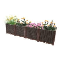 Raised Garden Bed Box Free Standing Raised Garden Bed Plastic Large Planter Box 61.42*15.35*14.96inch Thickened Panel, Grow Flowers Vegetables for Balcony Garden Backyard Patio, Deep Brown