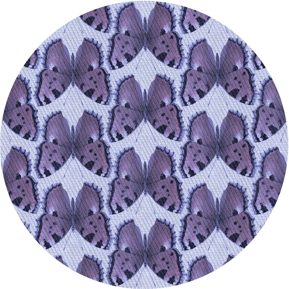 Ahgly Company Machine Washable Indoor Round Transitional Jeans Blue Area Rugs, 6' Round