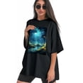thumbnail image 3 of Plus Size Shirt for Women Black Tops for Women Oversized Short Sleeves Shirt for Women T Shirt Crewneck Shirt for Women L, 3 of 5