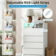 thumbnail image 4 of Commode à 8 Tiroirs avec Station de Recharge USB, Lumières DEL et Prise de Courant - Armoire de Rangement Moderne pour Chambre, Salon, Entrée, 4 of 7