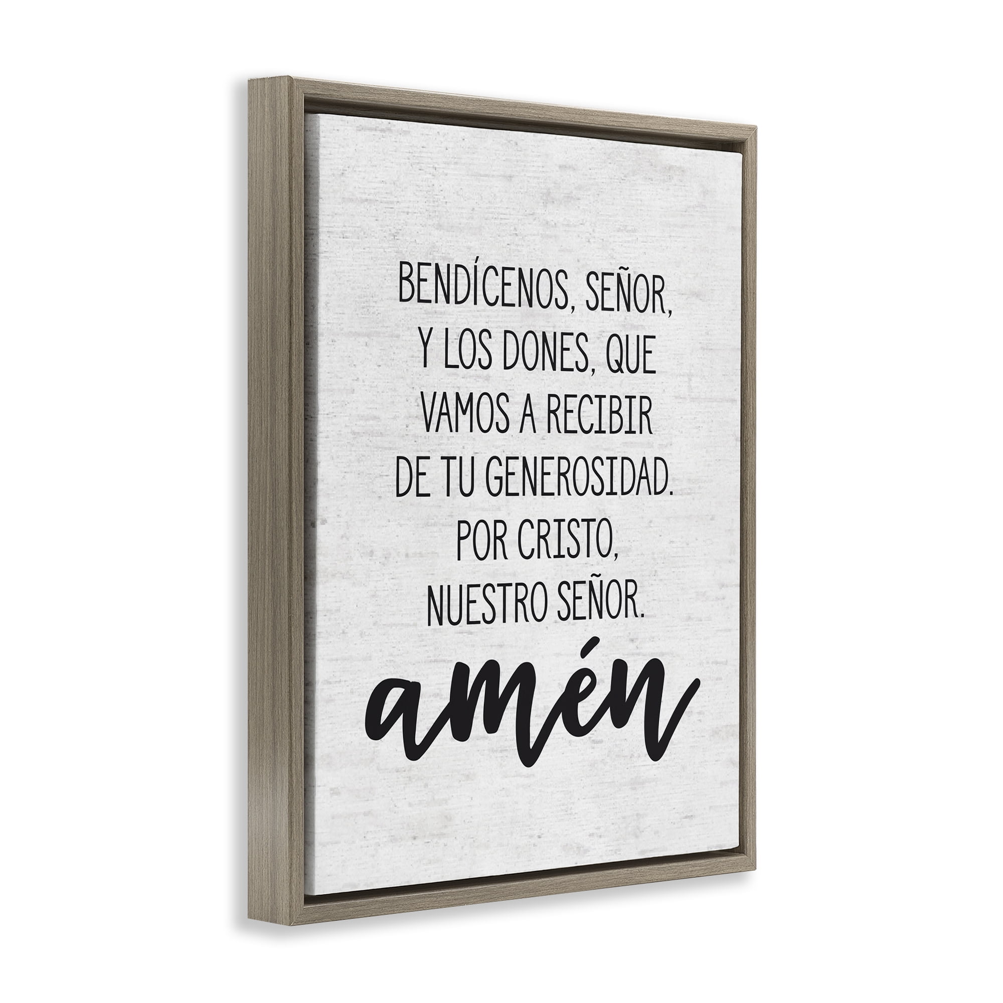 Stupell Industries Bendición de la Mesa Religious Quotes and Sayings Painting Brown Floater Framed Art Print Wall Art, 25 x 31