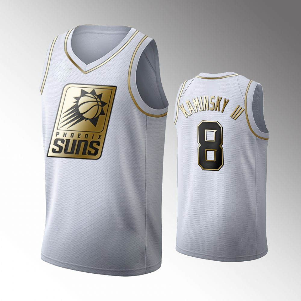 NBA_ Jersey Phoenix''Suns''Men Devin Booker Kelly Oubre Jr. Deandre Ayton  Dario Saric Ricky Rubio White Golden Edition Custom Jersey 