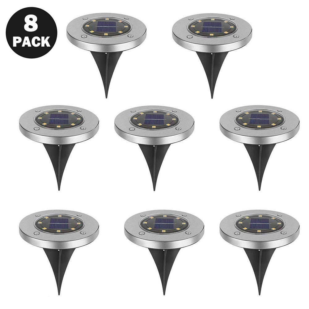Solar Ground Lights，Disk Lights Solar Powered 8 LED ，Outdoor in