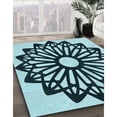 thumbnail image 3 of Ahgly Company Tapis d'Intérieur Ronds Lavables à la Machine, Style Transitionnel, Bleu Profond de la Mer, 3 Pieds Rond, 3 of 7