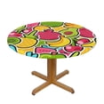 thumbnail image 2 of YFYANG Round Fitted Table Cloth, Waterproof Colorful Cartoon Fruit Doodle Pattern Polyester Table Cover, Indoor Outdoor Decorative Tablecloths with Elastic Edge, 2 of 7