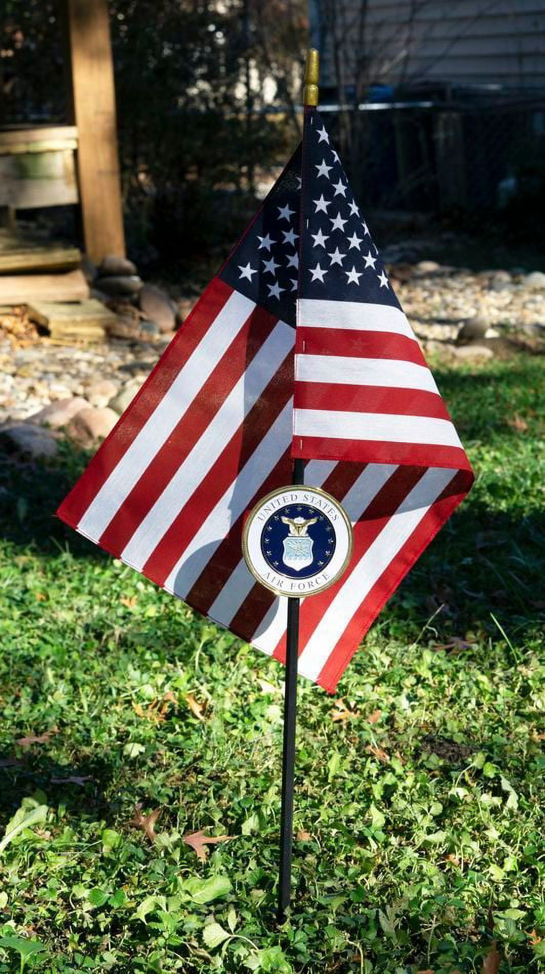 Allied Air Force Veteran Grave Marker With 30 Inch Tall American Cemetery Flag