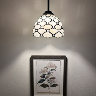 Tiffany Mini Hanging Lamp White Stained Glass Crystal Beans LED Bulb for Dining Room Hotel Island Kitchen 60"H*8"W*8"D