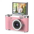 thumbnail image 1 of Cámara Digital 4K CCD con Zoom 8X para Estudiantes, Compacta de 48 MP, con Pantalla Abatible de 180°, para Selfies, Color Rosa., 1 of 5