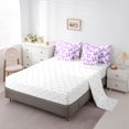 thumbnail image 5 of jejeloiu Ribbon Bowtie Print 7-Piece Bedding Comforter Set,White Purple King Bedding Sets For Kids Reversible, 5 of 8