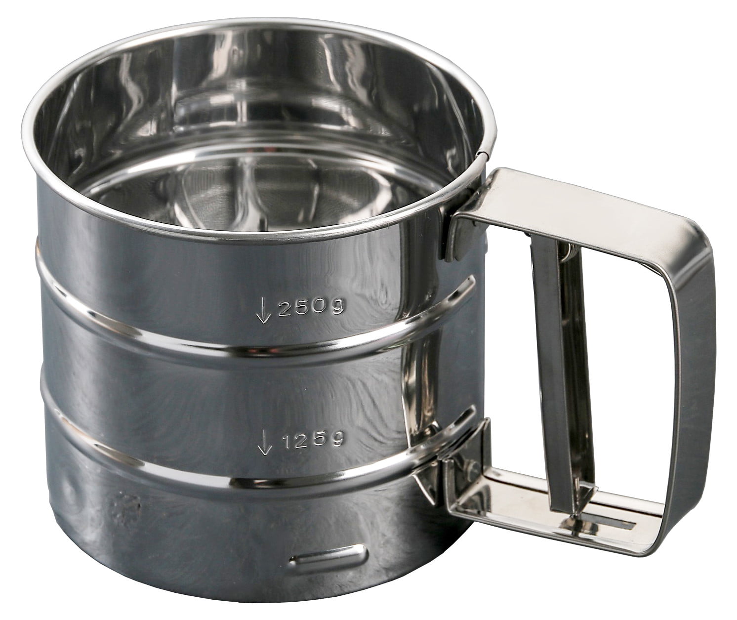 Cup Style Flour Sieve Stainless Steel Flour Sifter For Baking,Flour Sifter With Crank Dishwasher Safe 4 x 3.7 inche