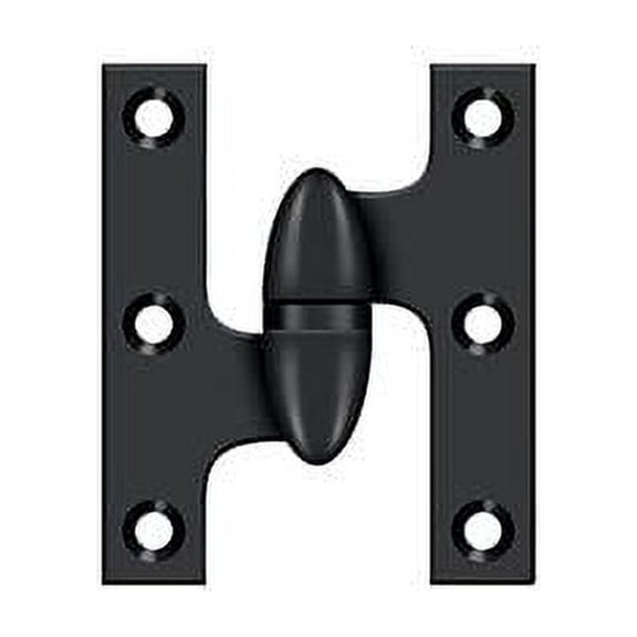 Deltana Ok2520-L 2-1/2" X 2" Solid Brass Left Hand Olive Knuckle Hinge - Black