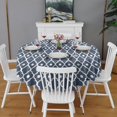 thumbnail image 2 of Navy Blue Geometric Quatrefoil Pattern Round Tablecloth 60"x60",Wrinkle Wipeable Table Cloth for Kitchen Dining Room Picnic Patio Party, 2 of 6