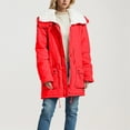 thumbnail image 2 of felwors Women's Winter Mid Length Thick Warm Lamb Wool Lined Jacket Coat Red, XL, 2 of 4