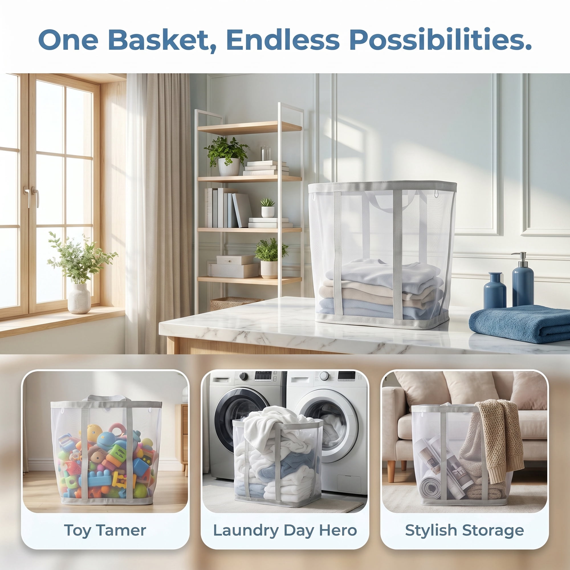 Unique Bargains Collapsible Polyester Laundry Hamper for Home and Travel Use 13.8"x8.7" Gray