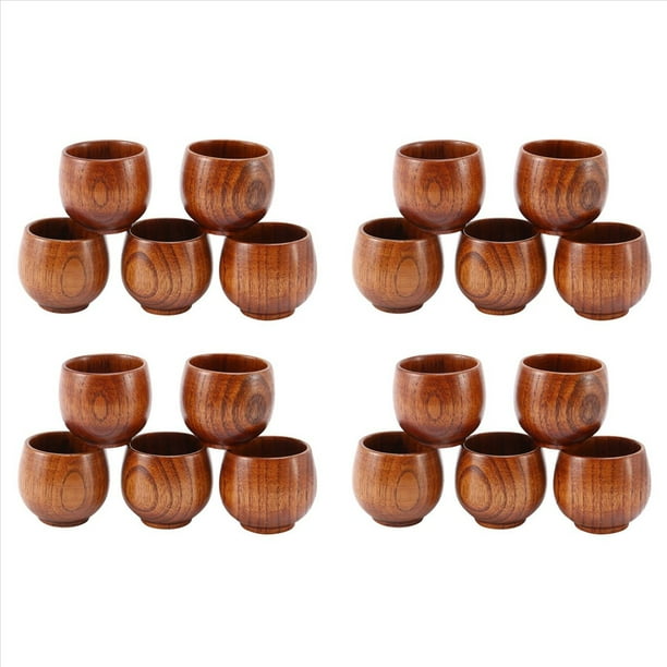 20 Piezas Juego de Té Pequeña de Madera Pequeña de Madera Verde con Madera Natural Copa de Vino de Madera para Bebida Té