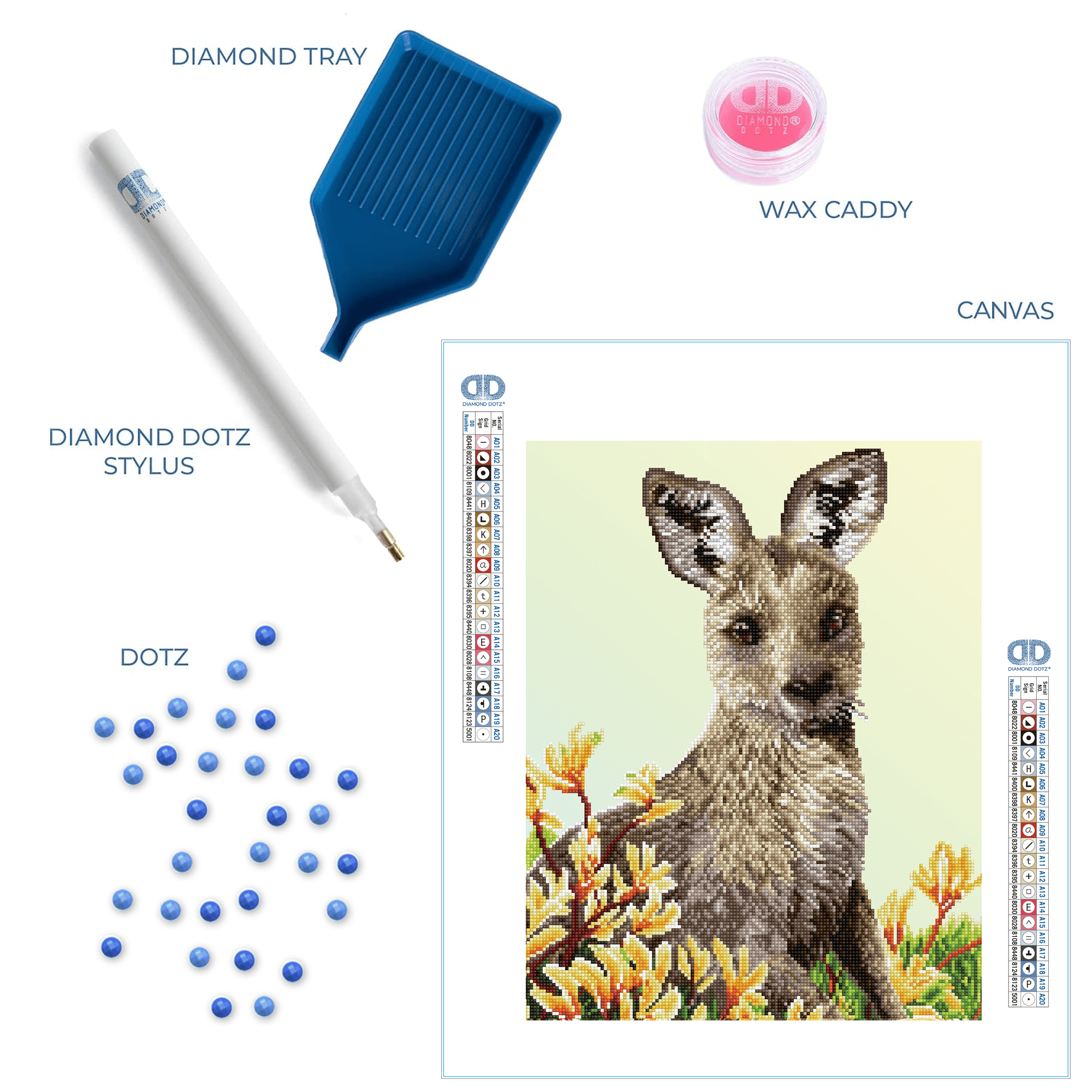 Diamond Dotz Kangaroo & Kangaroo Paw Animal  Diamond Painting Kits for Adults - Diamond Art Kits a Relaxing Creative Craft Kit with Dotz Gems 16.1"x20.1"