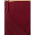thumbnail image 5 of INSPIRE CHIC Women's Cocktail Wedding Cold Shoulder Elegant Chiffon Capelet Overlay Ruched Blouse S Wine Red, 5 of 6
