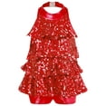thumbnail image 3 of Hansber Kids Girls Sequins Modern Jazz Latin Ballet Dance Leotard Dress Stage Performance Dancewear Red 4, 3 of 7