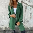 thumbnail image 3 of CILENON Women's Autumn Solid Color Flip Tie Pocket Single Breasted Mid Length Long Sleeved Jacket Trendy Coats(Green,XXL), 3 of 5