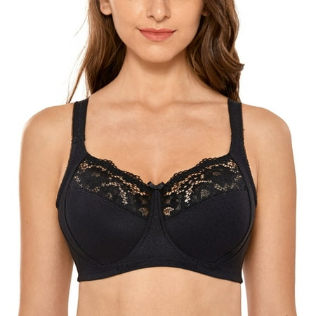 

DELIMIRA Women s Wireless Full Coverage Plus Size Lace Cotton Comfort Bra