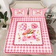 thumbnail image 2 of Manfei Pink Flower Tulip Queen Sheet Sets,Valentines Gifts Flat Sheet,Cute Loves Print Queen Fitted Sheet For Girls Kids,Ultra Soft Home Decor,4pcs, 2 of 7