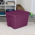 thumbnail image 3 of Sterilite 18 Gal. Tote, Plastic Storage Bin with Snap-on Lid, Magenta, 3 of 10