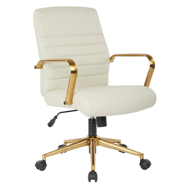 Baldwin Mid Back Faux Leather Chair, Office Chair Cream Leather