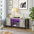 thumbnail image 2 of Bestier Farmhouse TV Stand with LED Lights for TVs up to 65",Light Grey, 2 of 8